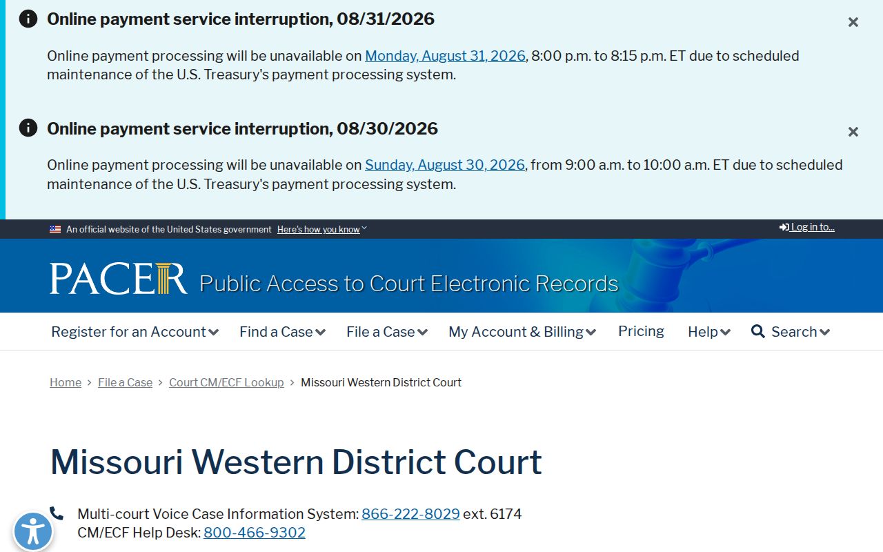 Douglas County court records federal Western District docket interface